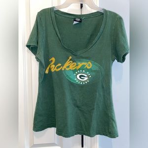 Green Bay Packers Sparkly Ladies T shirt Sz XL